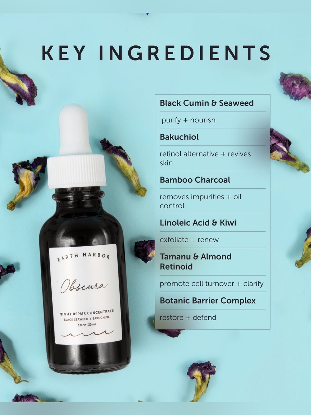 EARTH HARBOR || Obscura Night Repair Concentrate w/ Black Seaweed ✨NEW IN BOX✨